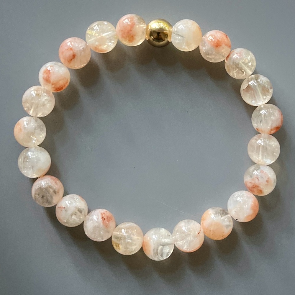 Natural Flower Citrine Handcrafted Bead Bracelet